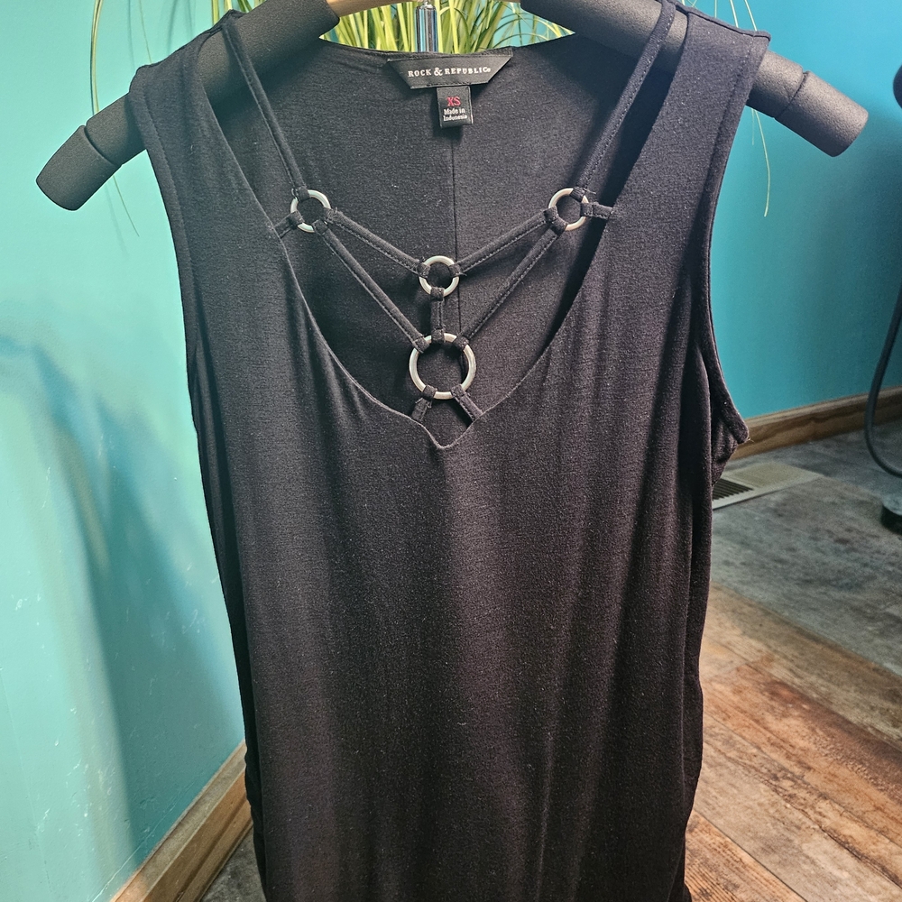 Rock & Republic Black Cut Out Tank Top